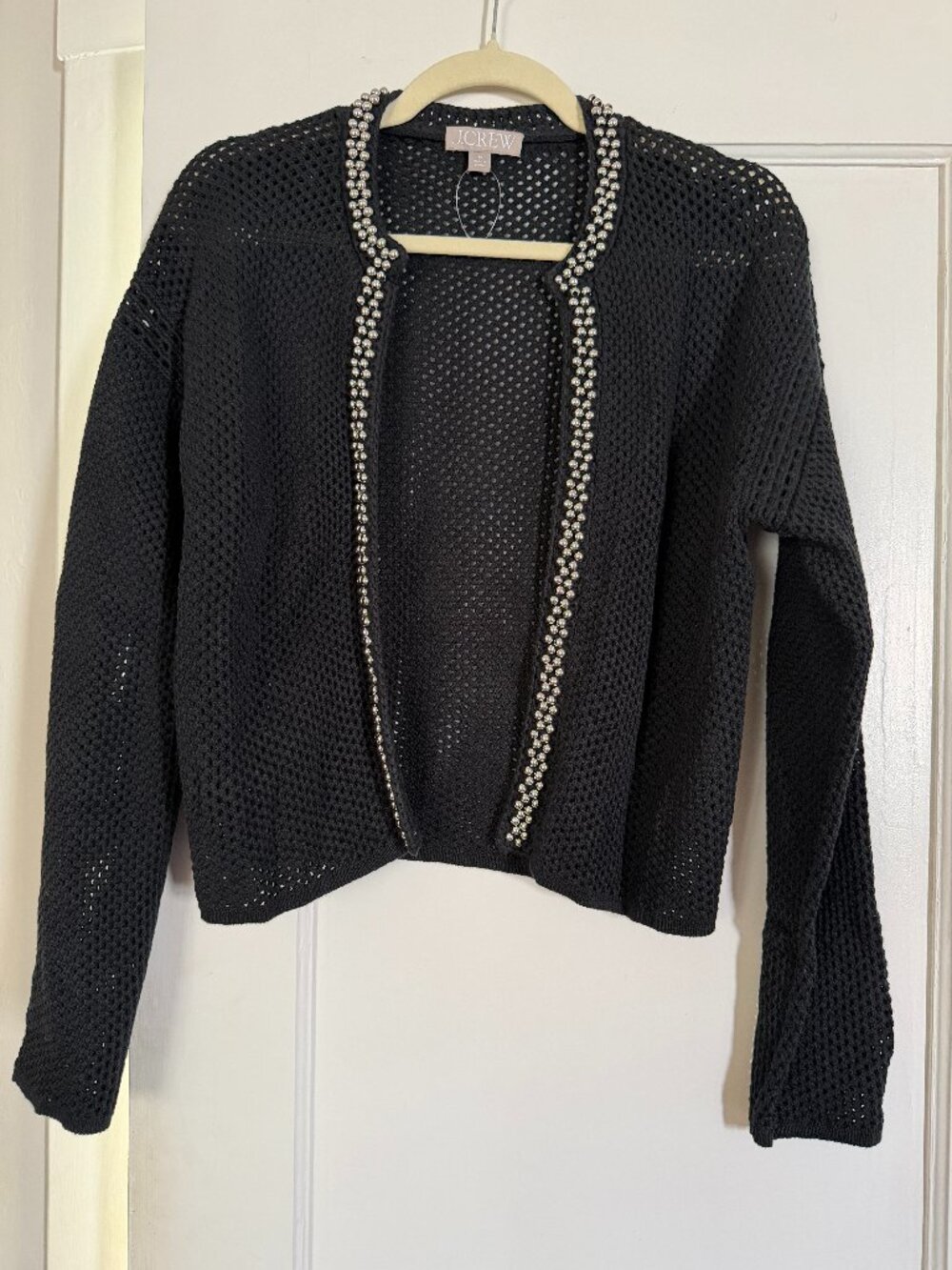 J.Crew Black Beaded Knit Cardigan, sz M